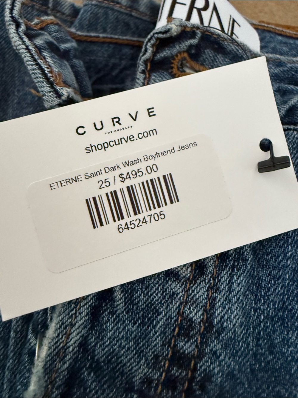 ETERNE Saint Dark Wash Boyfriend Jeans - Dark Blue NWT